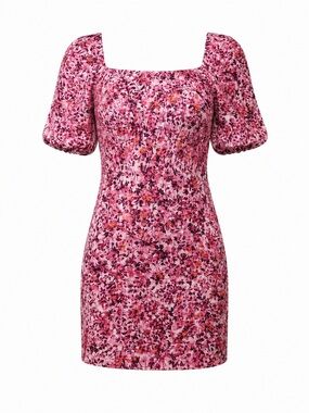 Stillwater pink floral puff sleeve mini dress, small